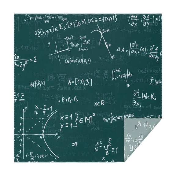 Math Equations Geometry Green Pattern Square Tablecloth,Waterproof Square Table Cover,Wipeable Spillproof Washable Table Cover for Home Kitchen Party Decor 42"X42"(107x107cm)