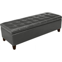 Ottoman with Storage, 51 Inch End of Bed Storage Ottoman , Faux Leather Upholstered Ottomans with Hinged Lid, Rectangle Long Foot Rest  for Entryway Living Room Bedroom Gray