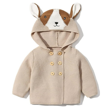 

ATOGUTA Baby Boy Girl Sweater Child s Warm Button Windbreaker Outerwear Knit Lightweight School Clothes Khaki Size 3M-3T
