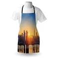 thumbnail image 3 of City Apron Tranquil Sunrise at Midtown Manhattan United States NYC Waterfront America, Unisex Kitchen Bib Apron with Adjustable Neck for Cooking Baking Gardening, Pale Blue Peach Tan, by Ambesonne, 3 of 3