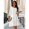 thumbnail image 5 of DARING DIVA Chiffon 3/4 Sleeve Tiered Layered Flowy Dress S White, 5 of 8