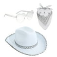 thumbnail image 3 of Cowgirl Costume for Women, Bling Cowboy Hat with Heart Glasses Bandana, Carnival Dress up Supplies, 3 PCS Cowgirl Pack for Parties, 3 of 9