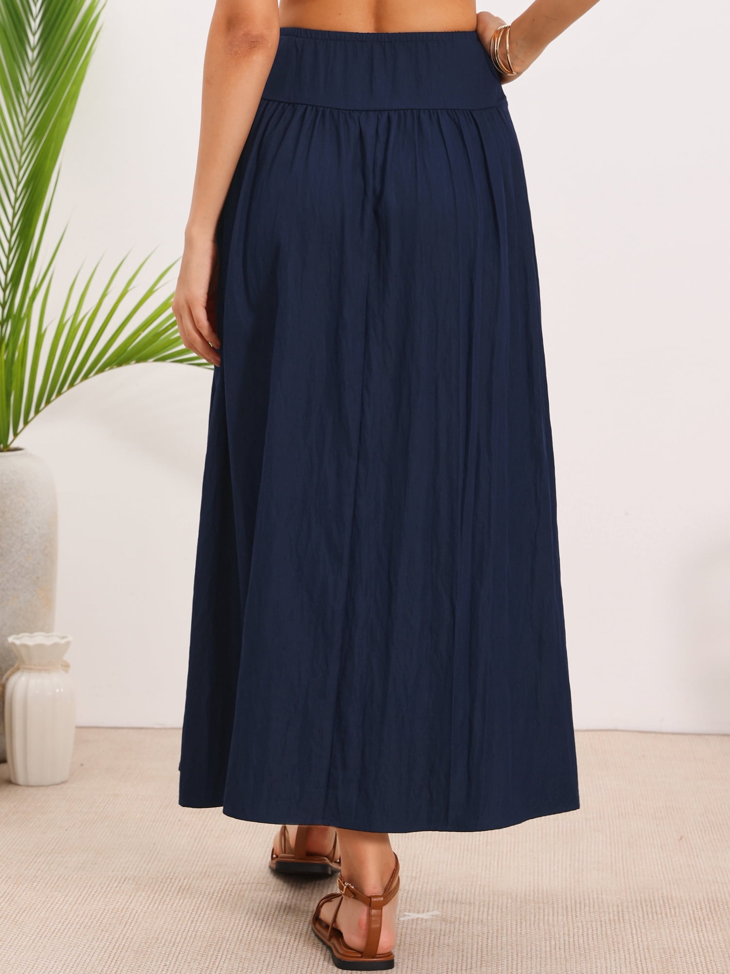 DARING DIVA Women's Flowy Long Skirts Elastic Maxi Skirt X-Small Dark Blue