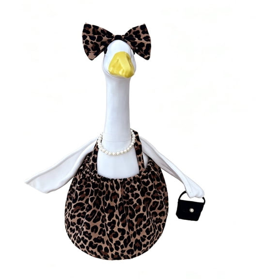 Porch Goose Outfit, Leopard Print Dress Stylish Animal Pattern Clothing Set for Cement Lawn Goose Garden Statue Porch Decoration Fashion Decor (Goose Not Included)