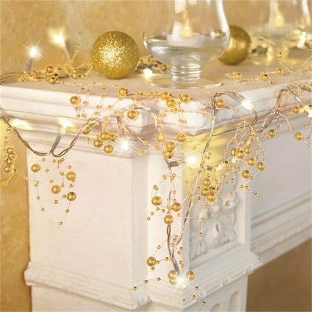 Buy White Christmas Garland Cordless Lighted Berry Beaded Holiday Christmas Decorations Garland ()