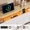 thumbnail image 5 of Honfach Full Size Bed Frame with 2-Tier Storage Velvet Fabric Upholstered Headboard, Wooden Platform Bed Frame w/Charging Station & LED Lights,Natural, 5 of 9