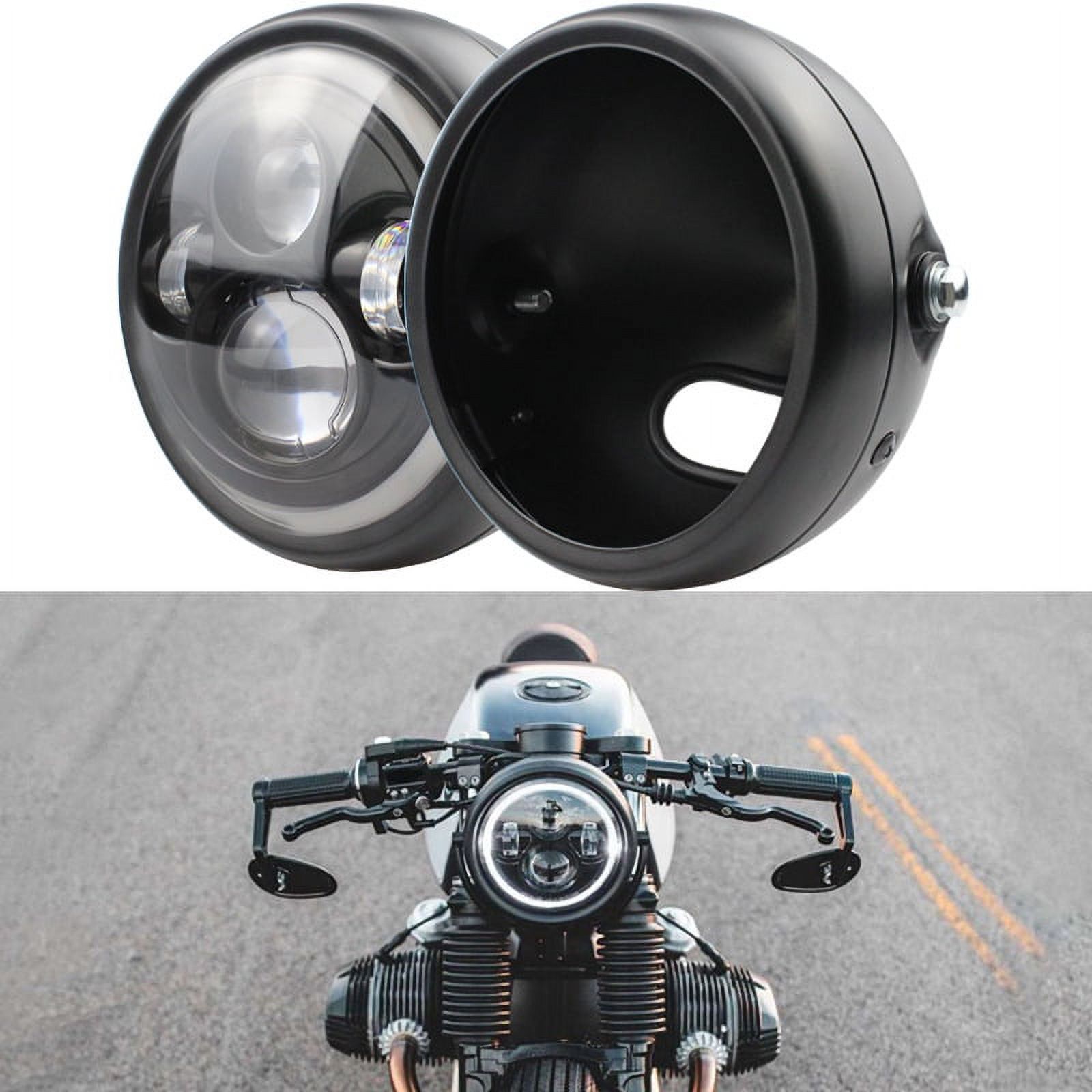 RIDROID 5.75” LED Motorcycle Headlight With Bucket Housing Mount Bracket – Harley Compatible, DOT, 4500 Lumens, 6500K