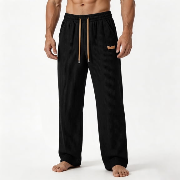 SOOMLON Viscose Pants for Men Big and Tall Long Pants Loose Elastic Waist Drawstring Trousers Cooling Draped Pants