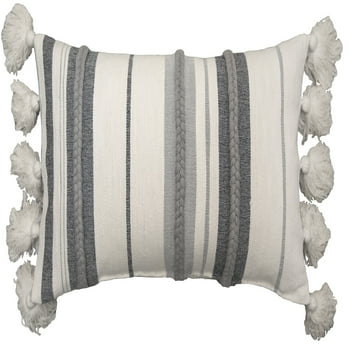 Better Homes & Gardens Decorative Throw Pillow, Stripe Oversize, Oblong, Ivory/Grey, 14'' x 24'', 1Pack