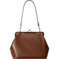 thumbnail image 2 of SQDWYGUO Kiss Lock Frame Handbag, PU Leather Shoulder Tote Bag Messenger Hobo Clutch Purse for Women Formal Work Leisure,Pure Brown,1, 2 of 7