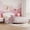 F lambskin pink + white without tail pull, variant on Bed Frame with LED Headboard, Plush Sherpa Fabric Upholstery, Slat Support (No Box Spring Needed)
