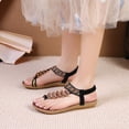 thumbnail image 3 of Mepaouo Womens Sandals Comfortable Bohemian Beaded Dressy Flip Flops Elastic Ankle Strap Slip on Shoes, 3 of 6