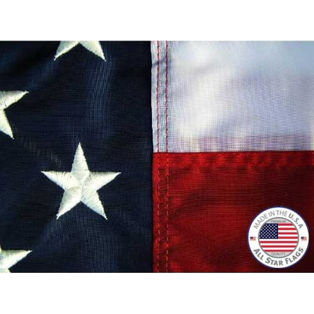 Premium American Flag 3x5' - 100% Made in USA - Durable, Long Lasting, Bright & Vivid Nylon Material - Embroidered Stars, Sewn Stripes with Lock Stitching, Four Rows of Lock Stitching on the Fly