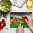 thumbnail image 4 of Landscape Cutting Board, Fall Season Illustration with Mountains and Meadows in Sunset Watercolor Effect, Decorative Tempered Glass Cutting and Serving Board, Small Size, Multicolor, by Ambesonne, 4 of 5