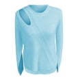 thumbnail image 4 of VISALY Pullover Crewneck Sweatshirt Tunic Sweatshirt Fall Winter Sweaters Neck Off Shoulder Long Sleeve Knit Sweater Loose Pullover Tops Mesh Sweaters Basic Sweatshirt Casual Sweatshirt Sky Blue Xxl, 4 of 5