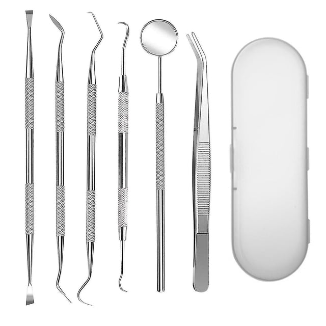 Juego de Herramientas de limpieza de dientes de 6 uds, Kit de cuidado bucal con palillo de dientes, espejo Dental, raspador de sarro, sonda Dental, escalador Dental ZefeiWu 1327534216394