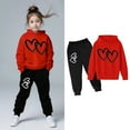 thumbnail image 4 of Kids Kids Sweatsuit Set for Girls,2PC Long Sleeve Red Sweatshirt and Jogger Pants Winter Clothes Teen Girl Trendy Clothes 5-6 Years Cute&nbsp;Boys Girls&nbsp;Clothing, 4 of 6