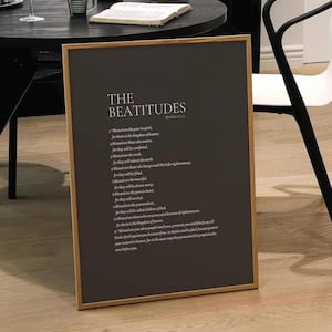 Kiloa The Beatitudes Print: Sermon on the Mount, Minimalist Christian Wall Art, 8x12 UNFRAMED