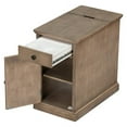 thumbnail image 3 of Harper & Bright Designs Vintage End Table with USB Ports Drawer and Cup Holders, Sofa Side Table Bedside Nightstand Narrow Table for Living Room Bedroom, Antique Brown, 3 of 11