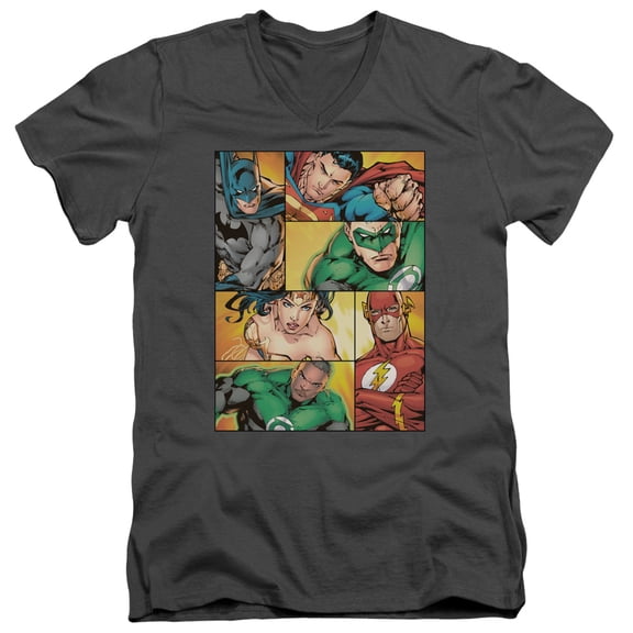 Jla - Hero Boxes - Slim Fit V Neck Shirt - X-Large