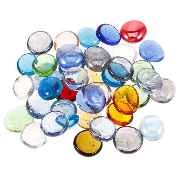 1 bolsa de cuentas planas de vidrio, cuentas de vidrio, relleno de jarrón, cuentas de colores de vidrio plano, colores mezclados