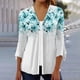 thumbnail image 1 of Xuyuer 3/4 Length Sleeve Womens Tops Round Neck Casual Summer Tunic Tops Basic Tees Blouses Cardigan Lightweight Button Down Casual Dressy T-Shirts Pleated Cute Shirts, 1 of 5