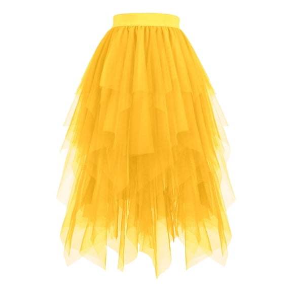 Ahabrexf High Waist Skirt for Women Puff Mesh Yarn Spring Summer Cake Half Length Solid Color