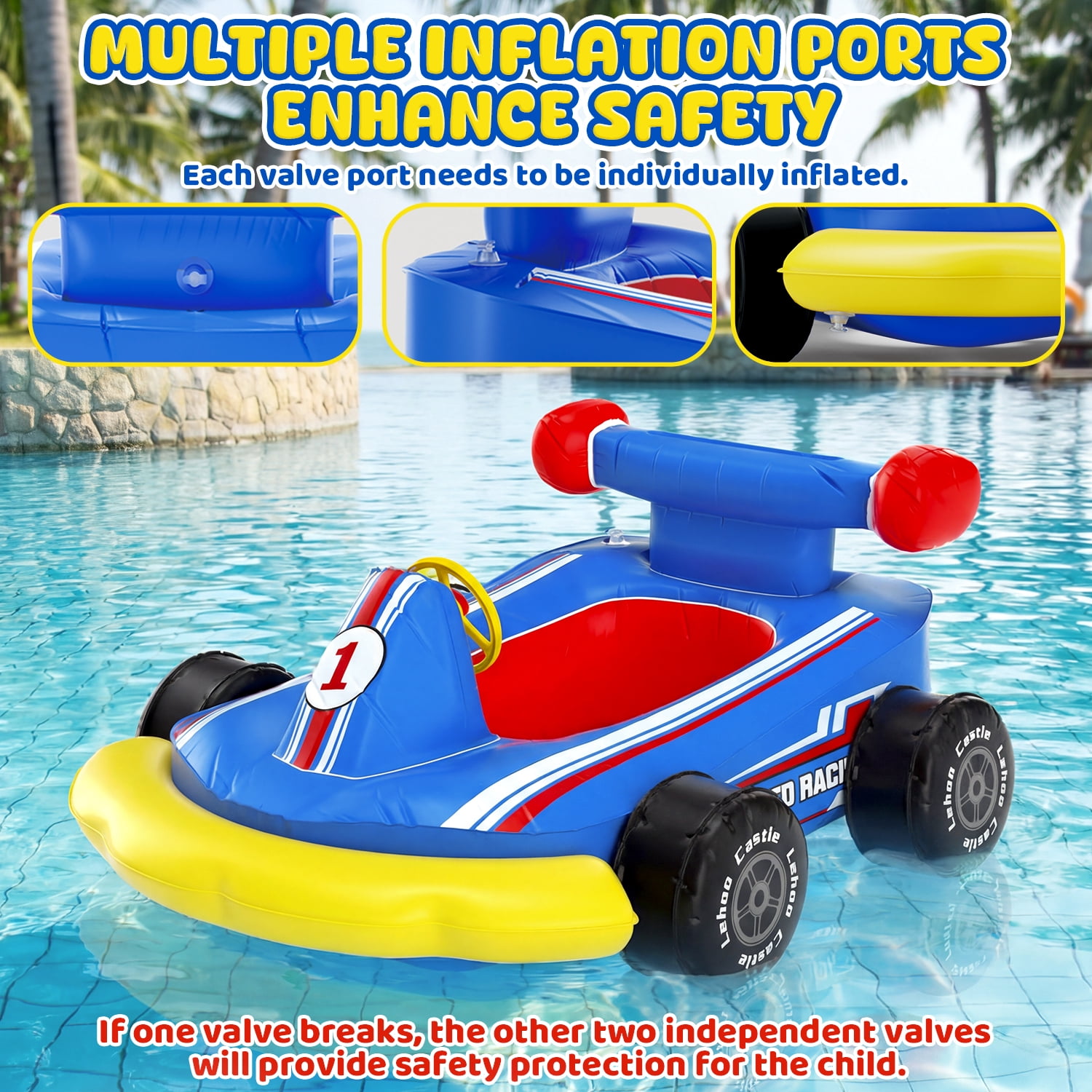 Pool Floats for Kids, Toddler Floaties with Water Blaster, Inflatable Ride-on for Boys Girls Age 3-8, Swimming Pool Toys, Outdoor Games, Water Toys