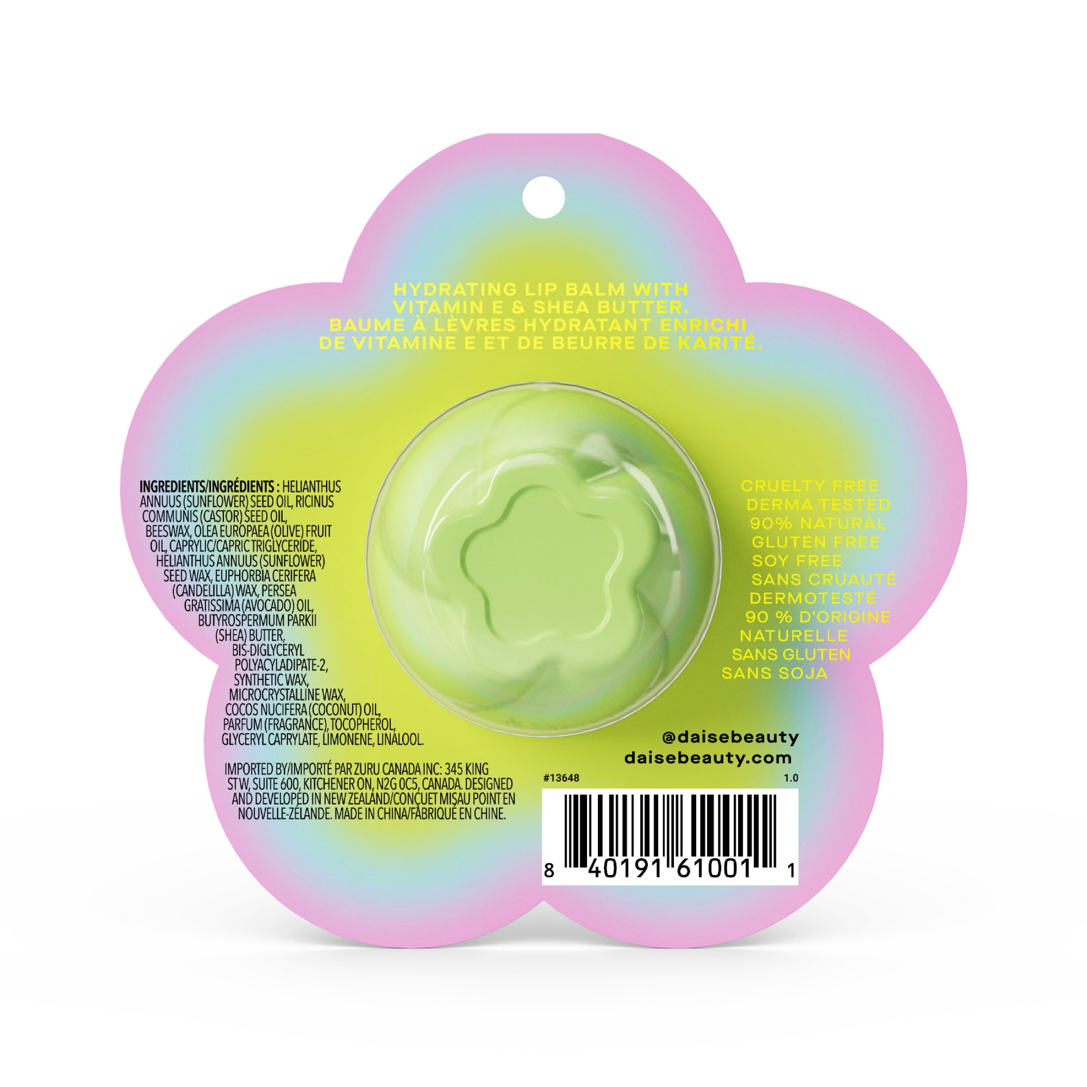 DAISE Baume à lèvres hydratant à la menthe poivrée, avec vitamine E et beurre de karité, 0.25 oz/7 g