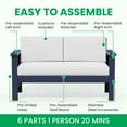 thumbnail image 3 of POTATO Outdoor Patio Furniture Set,HDPE Outdoor Loveseat, Weather Resistant 2-Seater Patio Sofa for Garden or Porch,Navy Blue Frame with Khaki Cushions, 3 of 7