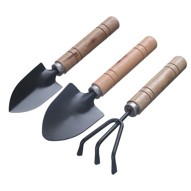 Herramientas de jardinería, BR-Vie, 3 piezas, mini kit de herramientas de jardín, pala, rastrillo de jardinería, regalo de jardín, juego de madera de pequeños rastrillos y pala, para plantas en maceta esquí esquí Gafas de esquí