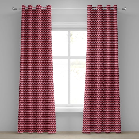 Ambesonne Pink Grommet Curtain, Modern Feminine Zigzag, 50" x 120", Burgundy Ruby Coral