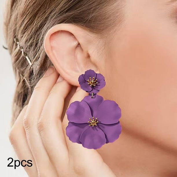 Pendientes colgantes Fernando de flores Violeta