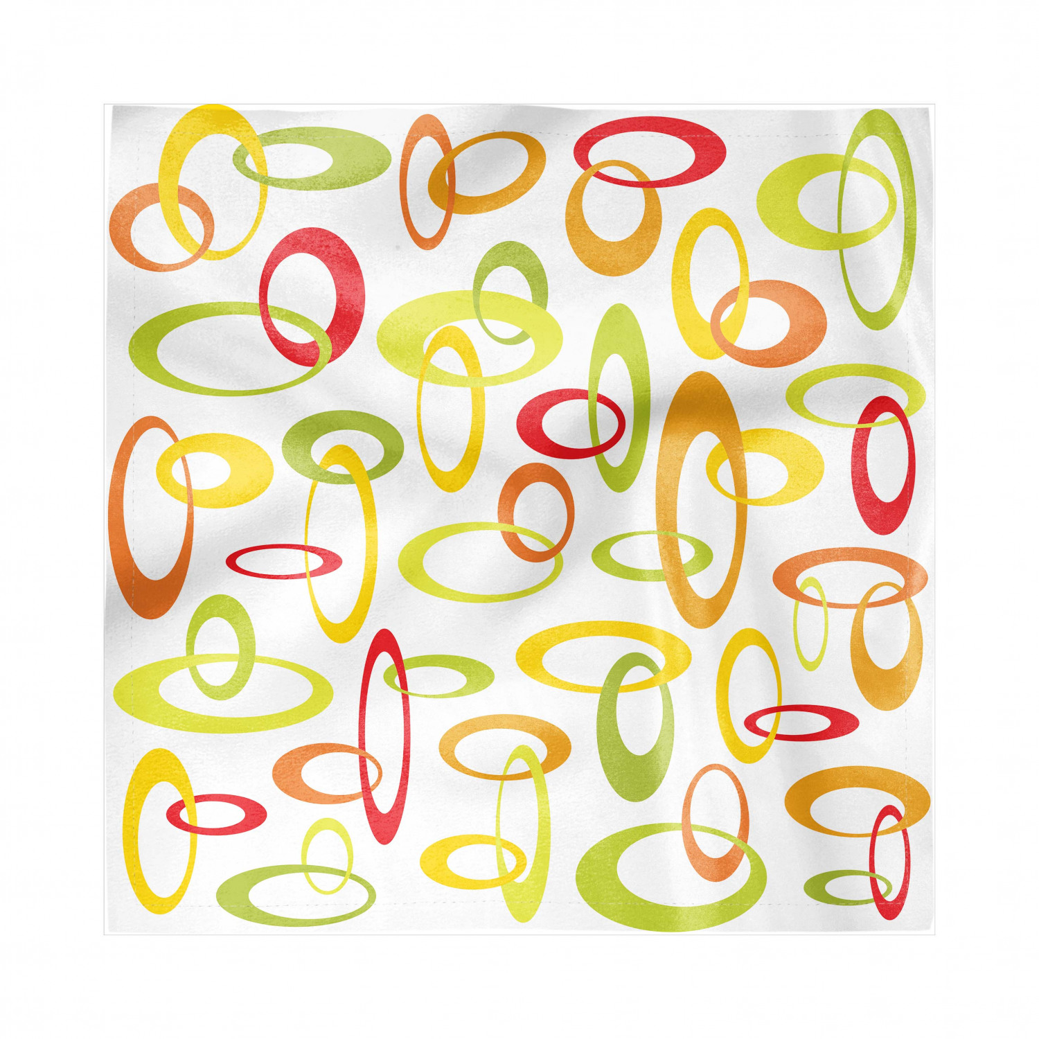Abstract Geometry Decorative Satin Napkins Set of 4, Citrus Tone Ovals