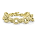 thumbnail image 1 of Fashion Statement Chunky Texture Large Oval Interlocking Link Chain Matt Gold Plated Bracelet for Women Toggle Clasp Closure, 1 of 4