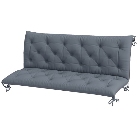 Homiyad Outdoor Bench Cushion Tufted 3-Seater for Swing Chair Patio Sofa Dark Gray