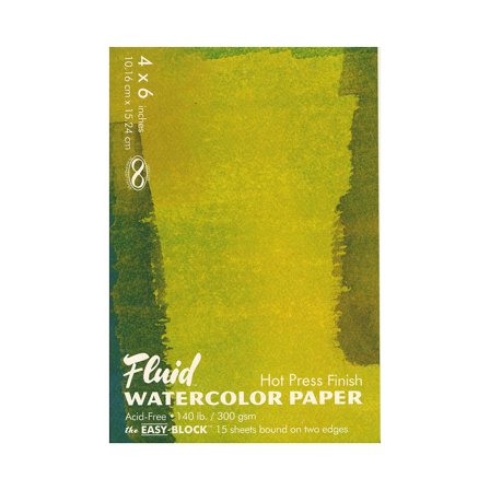 Fluid Hot Press Watercolor Paper block, 4 in. x 6 in., 15 sheets (pack of 4)