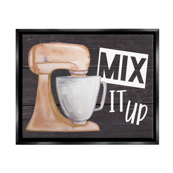 Stupell Mix It Up Kitchen Mixing Baking Food & Beverage Painting Black Floater Framed Art Print Wall Art