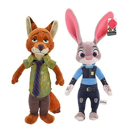 2pcs Zootopia Plush Toy Cute Fox Nick Wilde Rabbit Judy Stuffed