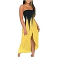 thumbnail image 2 of ICHUANYI Clearance Women's Summer Print Strapless Long Dress Beach Split Dress Party Club Dress(Black, L) ICHUANYI WER2023080803678, 2 of 5