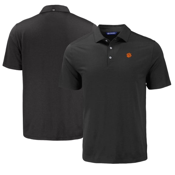 Men's Cutter & Buck Black Clemson Tigers Coastline Epic Comfort Eco Recycled Polo