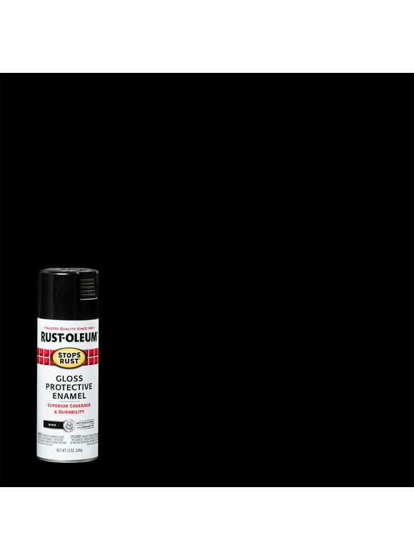 Black, Rust-Oleum Stops Rust Gloss Protective Enamel Spray Paint-7779830, 12 oz