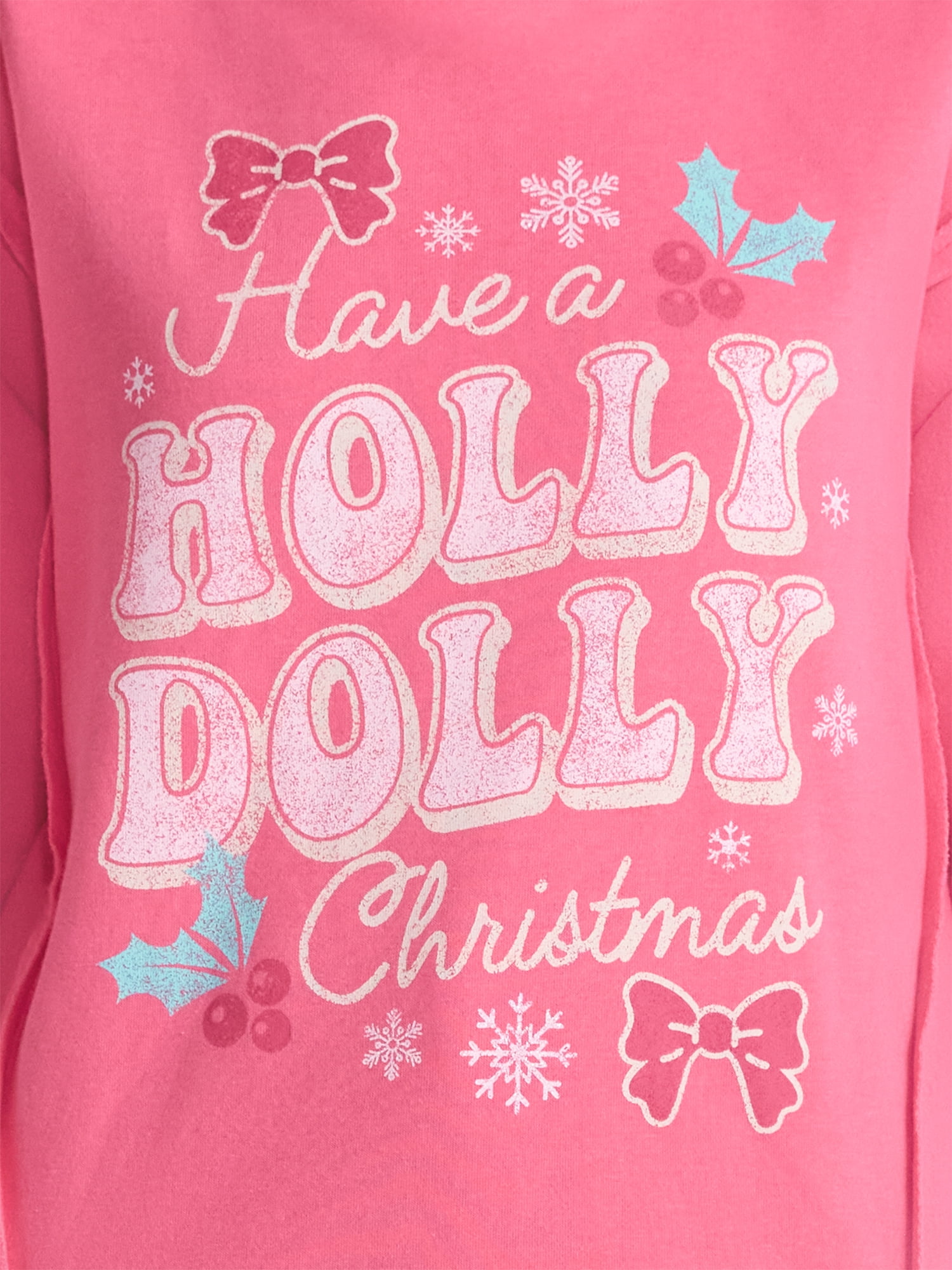Time and Tru Women's Graphic Long Sleeve Sweatshirt, Holly Dolly Christmas, Sizes XS-XXXL