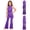 Purple, variant on Girls Wedding Party Bell-bottom Pants Sparkly Latin Jazz Dance Bodysuit Romper Overalls Wide Leg Jumpsuit Royal Blue 6