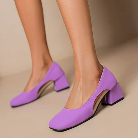 

YYYTop Women Heels Sandalias De Mujer Women s Summer Candy Color Light Mouth Low Top Shoe Cover Feet Thick Heels Dress Work Shoes for Office Business Summer Savings