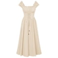 thumbnail image 1 of HNMKIU Robe Corset Élégante Robe Midi en Dentelle pour Femme Gothique Beige,P, 1 of 2