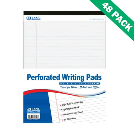Letter Writing Set - Writing Pad, Legal Ruled White Perforated Letter Writing Pad Paper Set Of 48