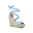 thumbnail image 1 of BLISSFUL STEP Chaussures pour Femmes Espadrilles à Lacets Sandales Compensées à Plateforme Bleu Ciel 7, 1 of 7