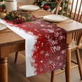 thumbnail image 3 of Merry Christmas Snowflake Bell on Red Table Runner 13x108in Non-Slip Cotton Linen Table Runners, Winter Snow Seamless Dresser Scarves TableRunner for Dinner Kitchen Dining Wedding Party, 3 of 9