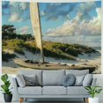 thumbnail image 4 of Orinice Sailboat Beach Trees Tapestry Wall Hanging Unique Style Graphic Tapestries Home Wall Decor Art for Living Room Bedroom Apartment Farmhouse Dorm 60x50inch, 4 of 6